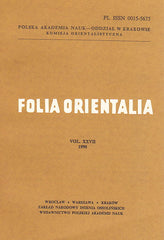 Folia Orientalia, vol. XXVII, 1990, Cracow 1990