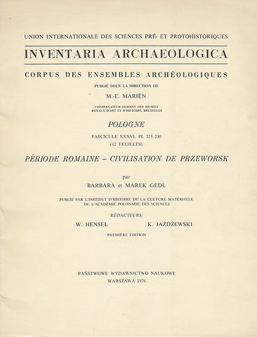 Inventaria Archaeologica, Corpus des ensembles archeologiques, Pologne, fasc. XXXVI: PL 225-230 (12 feuilles), Periode romaine - civilisation de Przeworsk Inventaria Archaeologica, Corpus des ensembles archeologiques, Pologne, fasc. XXXVI: PL 255-230 (12 feuilles), Periode romaine - civilisation de Przeworsk