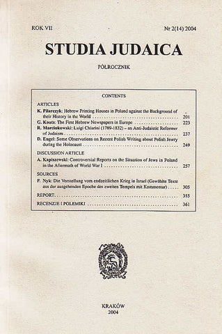 Studia Judaica vol. 2/2004 Studia Judaica vol. 2/2004, Polskie Towarzystwo Studiow Zydowskich, Krakow 2004