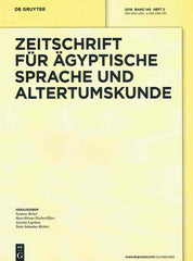 Zeitschrift fur Agyptische Sprache und Altertumskunde, 2018, Band 145, Heft 2, De Gruyter 2018