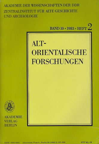 Altorientalische Forschungen, Band 10, 1983, Heft 2,
