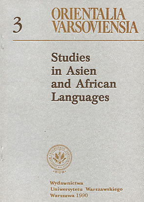 Studies in Asian and African Languages Studies in Asian and African Languages. Edited by Mieczyslaw Jerzy Kunstler and Stanislaw Pilaszewicz, Warsaw University Press, Warsaw 1990