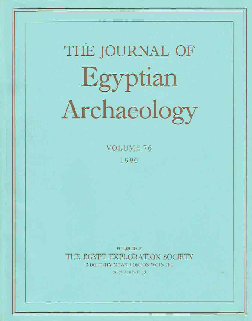 The Journal of Egyptian Archaeology, Volume 76, 1990, The Egypt Exploration Society, London 1990