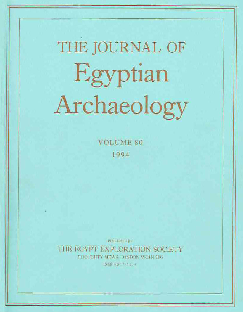 The Journal of Egyptian Archaeology, Volume 80, 1994, The Egypt Exploration Society, London 1994