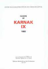   Cahiers de Karnak IX, 1993, Centre Franco-Egyptien d'Etude des Temples de Karnak, Editions Recherche sur les Civilisations, Paris 1993