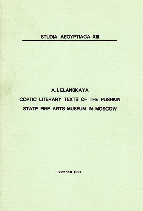 A. I. Elenskaya, Coptic Literary Texts of the Pushkin State Fine Arts Museum in Moscow, Studia Aegyptiaca XIII,  Budapest 1991