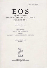 EOS, Commentarii Societatis Philologae Polonorum LXXXV (1998), Fasc 2,