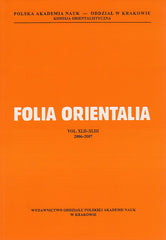 Folia Orientalia, vol. XLII-XLIII, 2006-2007, Cracow 2007