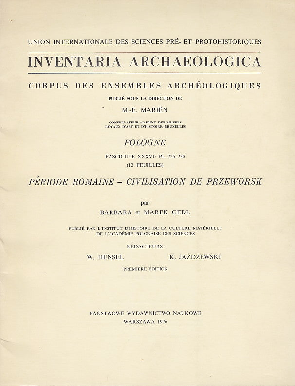 Inventaria Archaeologica, Corpus des ensembles archeologiques, Pologne, fasc. XXXVI: PL 255-230 (12 feuilles), Periode romaine - civilisation de Przeworsk