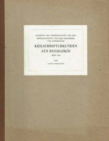 L. Jakob-Rost,  Keilschrifturkunden aus Boghazkoi, Heft LIII, Akademie Verlag, Berlin 1983