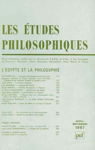 Les Etudes Philosophiques, Avril-Septembre 1987, l'Egypte et la philosophie