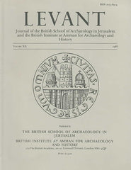Levant, Volume XX, The British School of Archaeology in Jerusalem, The British Institute at Amman for Archaeology and History, 1988