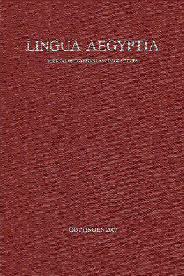   Matthias Muller, Sami Uljas (ed.), Proceedings of the Fourth International Conference on Egyptian Grammar (Crossroads IV), Basel, March 19-22, 2009, Lingua Aegyptia 17, Journal of Egyptian Language Studies, Gottingen 2009