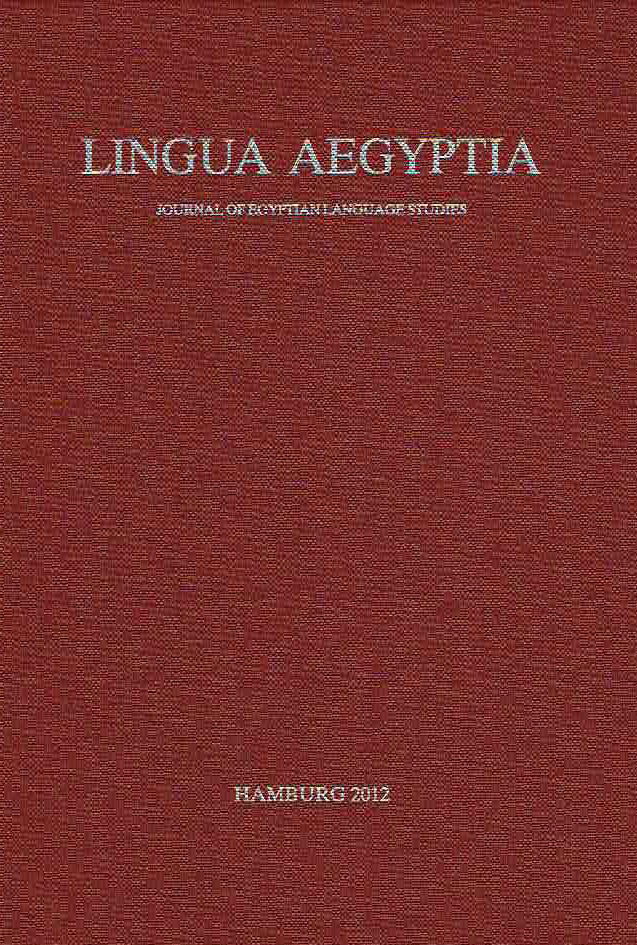 Antonio Loprieno (ed.), Lingua Aegyptia 19, Journal of Egyptian Language Studies, Gottingen 2011