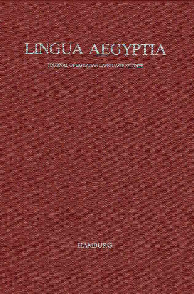 Antonio Loprieno (ed.), Lingua Aegyptia 20, Journal of Egyptian Language Studies, Hamburg 2012