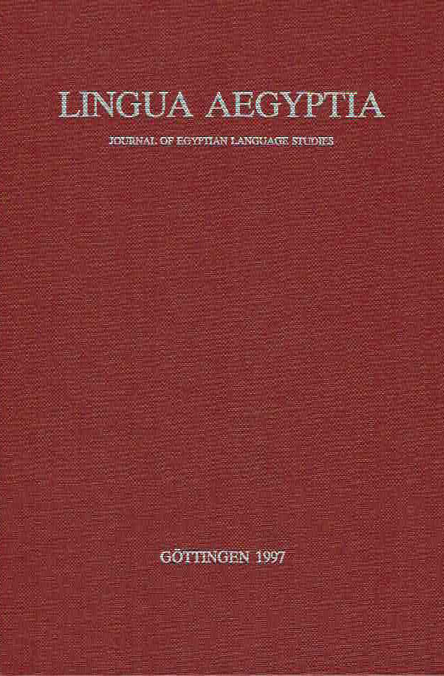  Antonio Loprieno (ed.), Lingua Aegyptia 5, Journal of Egyptian Language Studies, Gottingen 1997