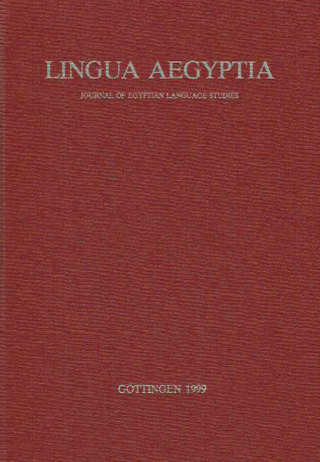 Antonio Loprieno (ed.), Lingua Aegyptia 6, Journal of Egyptian Language Studies, Gottingen 1999