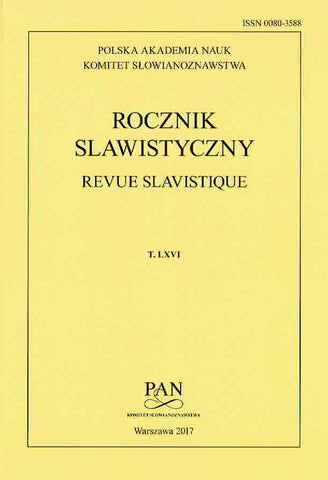 Revue Slavistique, vol. LXVI, Warsaw 2017