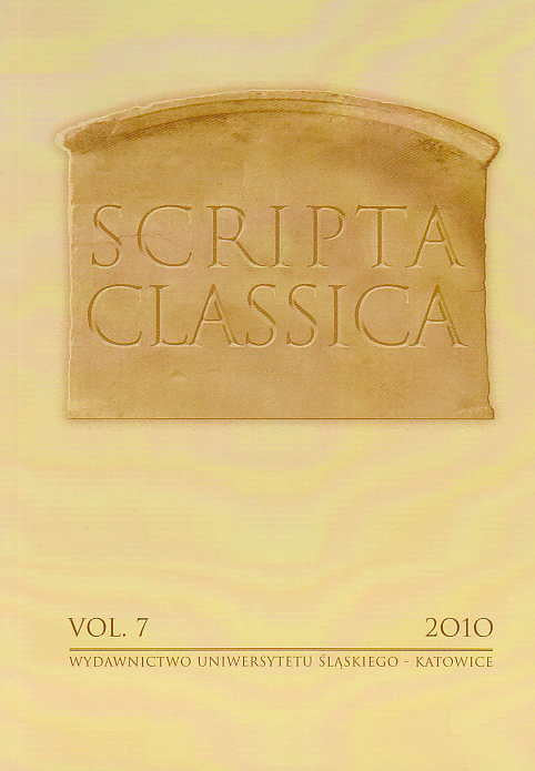 Scripta Classica, vol. 7, 2010, (ed. by) T. Sapota, Wydawnictwo Uniwersytetu Slaskiego, Katowice 2010