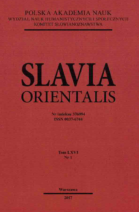  Slavia Orientalis, vol. LXVI/1, 2017, Warsaw 2017