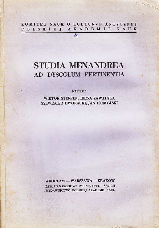 Studia Menandrea ad Dyscolum Pertinentia