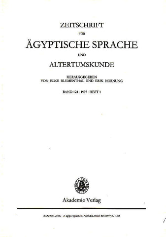  Elke Blumenthal, Erik Hornung, Zeitschrift für Ägyptische Sprache und Altertumskunde, Band 124, 1997, Heft 1, Akademie Verlag 