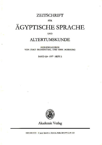 Elke Blumenthal, Erik Hornung, Zeitschrift für Ägyptische Sprache und Altertumskunde, Band 124, 1997, Heft 2, Akademie Verlag 