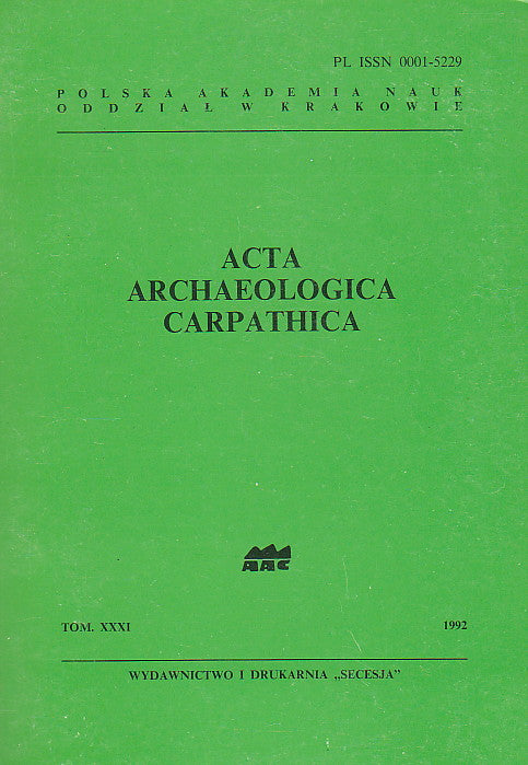Acta Archaeologica Carpathica 31, 1992, L'Academie Polonaise des Sciences 1992