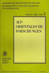 Altorientalische Forschungen, Band 10, 1983, Heft 1