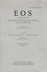 EOS. Commentarii Societatis Philologae Polonorum, Volumen LXXIX, 1991, Fasciculus 2, Wratislaviae-Cracoviae-Varsoviae 1992