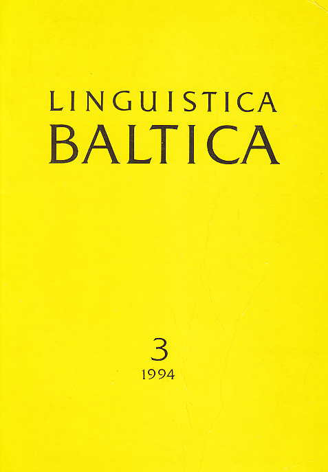 Linguistica Baltica, International Journal of the Baltic Linguistics, Towarzystwo Autorów i Wydawców Prac Naukowych "Universitas", Cracow 1994