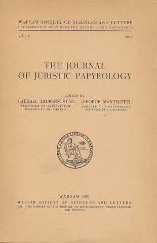   The Journal of Juristic Papyrology, Vol. V, Warsaw Society of Sciences and Letters, Warsaw 1951