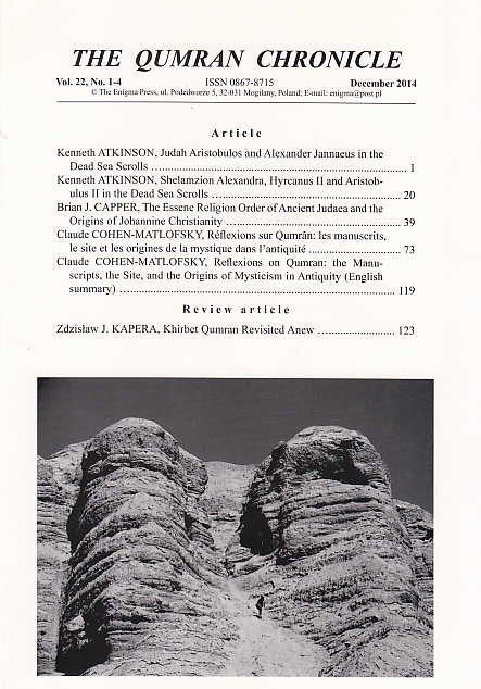 The Qumran Chronicle, Vol. 22, No. 1-4, December 2014, The Enigma Press, Krakow 2015